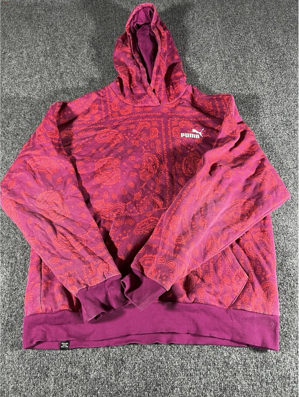 Puma Paisley AOP Size M hoodie pink & red